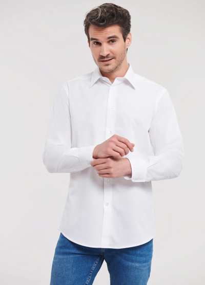 Russell Men's Long Sleeve Tailored Polycotton Poplin Shirt