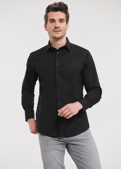 Russell Men's Long Sleeve Fitted Stretch Shirt